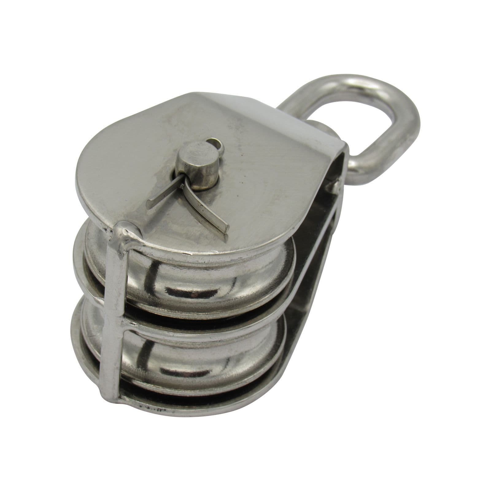 Stainless Steel Double Pulley Block 50MM Wheel Swivel Eye Rope