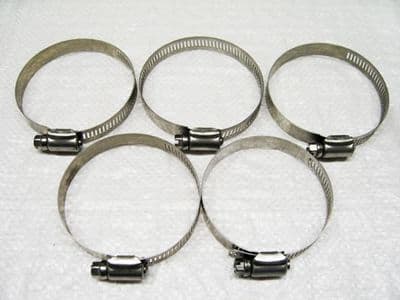 Stainless Steel Hose Clips x5 (52MM-76MM O Clamps T Bolt Pipe Worm Drive Adjustable)