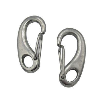 Stainless Steel Snap Tack Hooks 50MM x2 (Spring Marine Clip Eye)