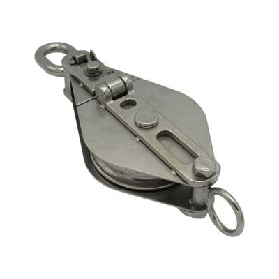 Stainless Steel Snatch Block with Swivel Eye 100MM (Pulley Brushed Sheave 3270KG Wire Rope)