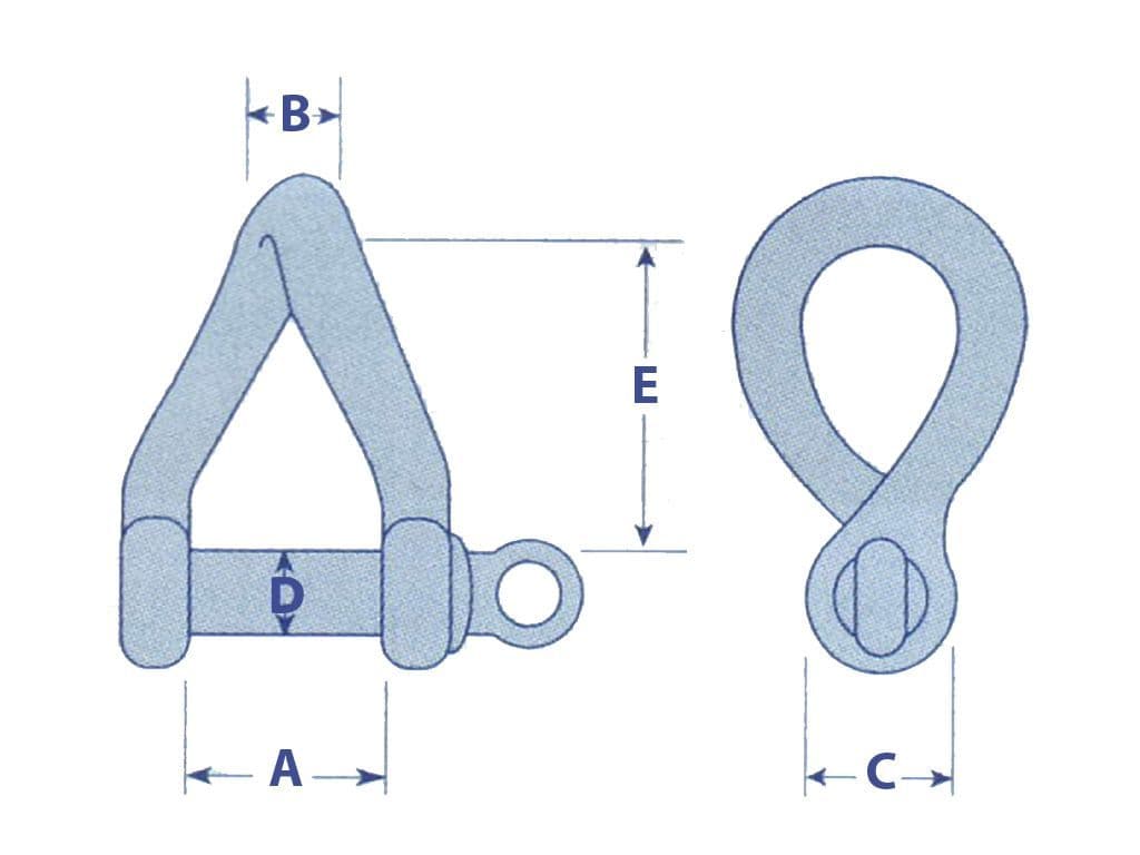10MM Stainless Twisted D Shackle SecureFix Direct