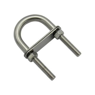 Stainless Steel U Bolt with 2 Plates 90MM 8MM (Nuts Tube Pipe Shaped Heavy Duty)