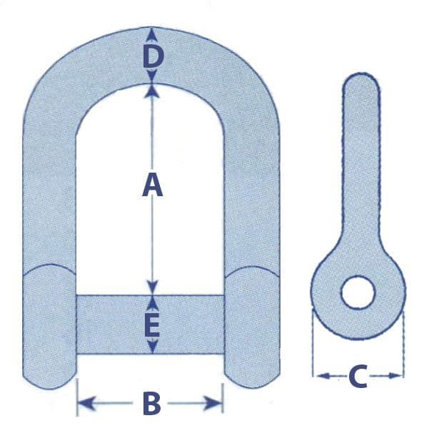 Wide D Shackle Removable Pin 6MM X2 | SecureFix Direct