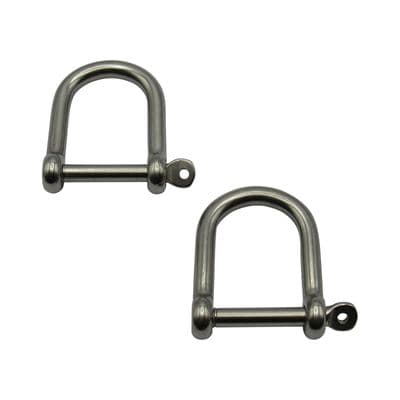 Stainless Steel Wide Dee Shackle 8MM X2 (Screw Pin D Link Small Heavy Duty)