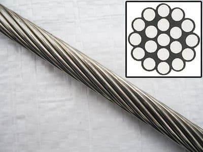Stainless Steel Wire Rope Cable 7MM 1x19 (1M Length 1 x 19 Rigging Marine)