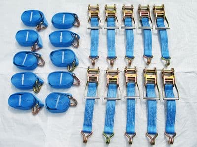 Tie Down Ratchet Straps 5T 10M x 50MM X10 (Cargo Lashing Rack Load J Claw)