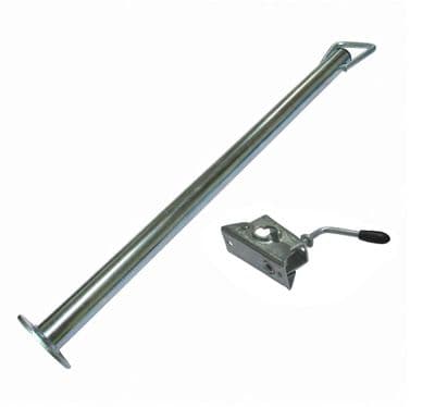Trailer Prop Stand Drop Tube & Clamp with Handle 34MM x 600MM (Caravan Support Leg Zinc Plated)