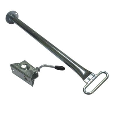 Trailer Prop Stand Drop Tube & Clamp with Handle 34MM x 600MM (Caravan Support Leg Zinc Plated)