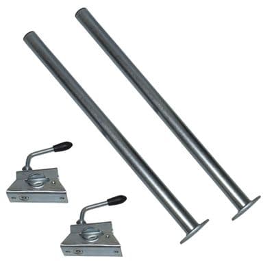 Trailer Prop Stand Drop Tubes & Clamps 34MM x 600MM X2 (Caravan Support Leg Steady Bar)