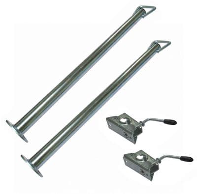 Trailer Prop Stand Drop Tubes & Clamps with Handle 34MM x 600MM X2 (Caravan Support Leg Steady Bar)