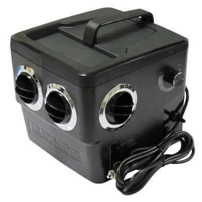 Transcool Evaporative Air Cooling Fan Black 12V/24V/240V (4 Vent Portable Home Spot Cooler)