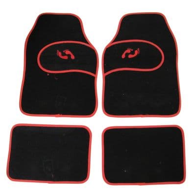 Universal Non Slip Car Mats Blue Red Grey (Van Carpet Floor Protector Set)