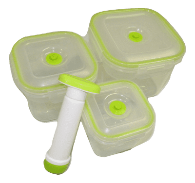 Vacuum Storage Containers With Pump x3 (Airtight Food Seal Saver Tubs Leak Proof Fresh Plastic)