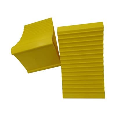 Wheel Chocks x2 (Plastic Yellow Non Slip Heavy Duty Wedge Compact Block Car Van  Trailer Horsebox)