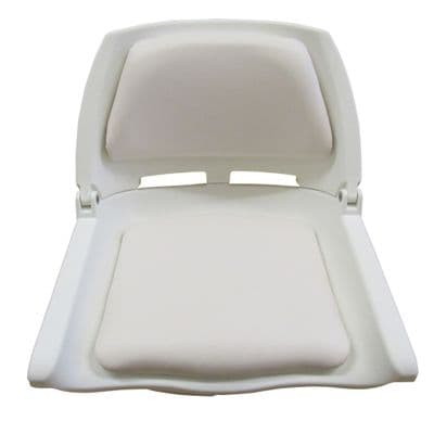 White Vinyl Folding Boat Seat (Upholstery Fishing Marine Replacement Foldable Chair Yacht)