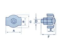 Wire Rope Clamp Grip Clips 6MM X2 (Galvanised Simplex Cable Fixing Loop Eye)