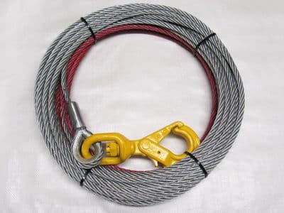 Wire Rope Winch Cable 12MM 50M (Galvanised with Self Locking Swivel Recovery Hook)