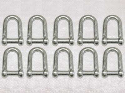 x10 10MM Galvanised Commercial Dee Shackles With Countersunk Pin - Chain Connect Caravan Flush