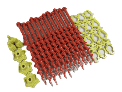 X12 Camping Screw In Tent Pegs With Drill Adaptors and Guyline Clips - Heavy Duty Drill Ground