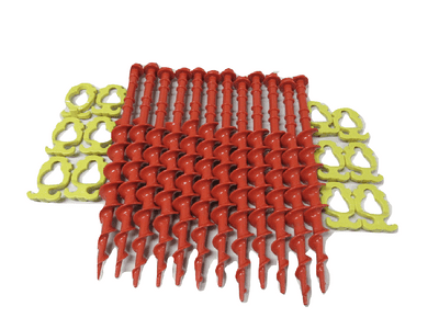 X12 Camping Screw In Tent Pegs With Guyline Clips - Heavy Duty Drill Ground