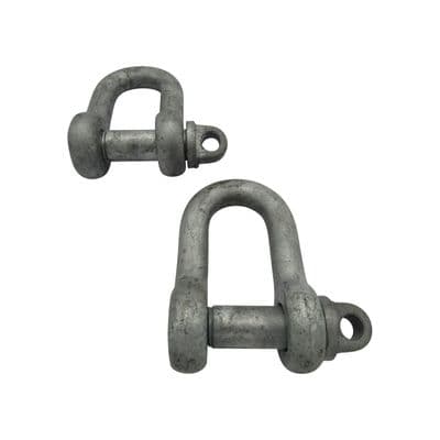 X2 1 Ton Galvanised Small Dee Shackle With Screw Pin - BS3032 1000KG Galv Lifting Towing Certified
