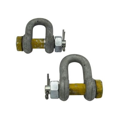 X2 2 Ton Safety Pin Galvanised Dee Shackle - 2000KG Upset Forged Tested Certified