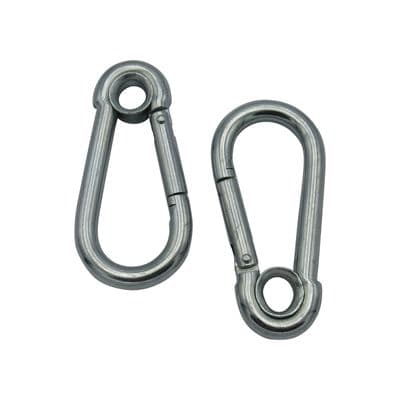 X2 6MM Zinc Plated Carbine Hooks With Eyelet - Marine Snap Gate Rope Karabina BZP