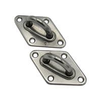 x2 8MM Stainless Steel Diamond Eyeplate - Marine Attachment Deck Eye Plate