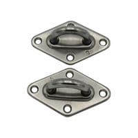 x2 8MM Stainless Steel Diamond Eyeplate - Marine Attachment Deck Eye Plate