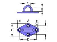 x2 8MM Stainless Steel Diamond Eyeplate - Marine Attachment Deck Eye Plate