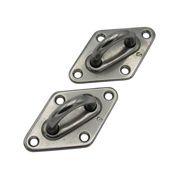 x2 8MM Stainless Steel Diamond Eyeplate - Marine Attachment Deck Eye Plate