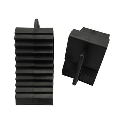 X2 Black Wheel Chocks with Handle - Tyre Caravan Truck Motorhome Car