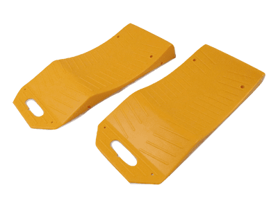 x2 Yellow Tyre Wheel Savers with Handles - Stops Flat Spots Motorhome Caravan