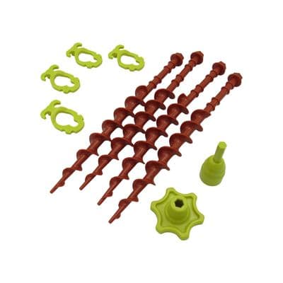 X4 Camping Screw In Tent Pegs With Drill Adaptors and Guyline Clips - Heavy Duty Drill Ground