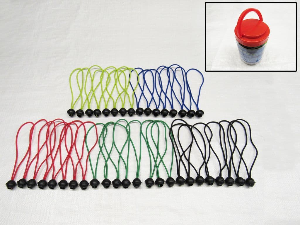 thumbnail image 2 of Goliath Industrial 9" White Ball Bungee Cords – 50 Pack – BB259W – Tie Down Tarp Straps 2 of 4