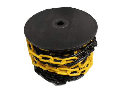 Yellow Black Plastic Chain Links 10MM x 20 Metre (Garden Decorative Safety Barrier)