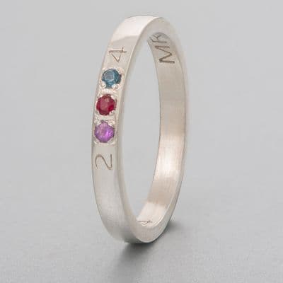 TRIUM Silver Band with Stones 2.5mm