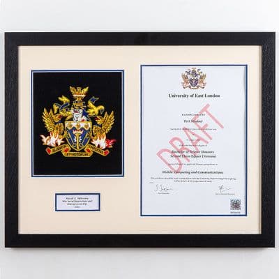 UEL Hand-Embroidered Degree Certificate Plaque