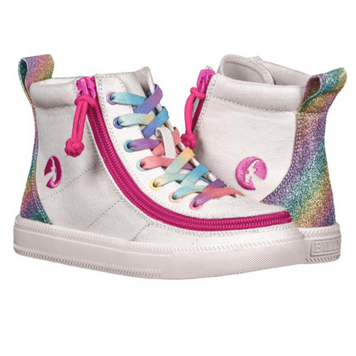 BILLY FOOTWEAR KIDS HIGH TOP RAINBOW CANVAS SHOES