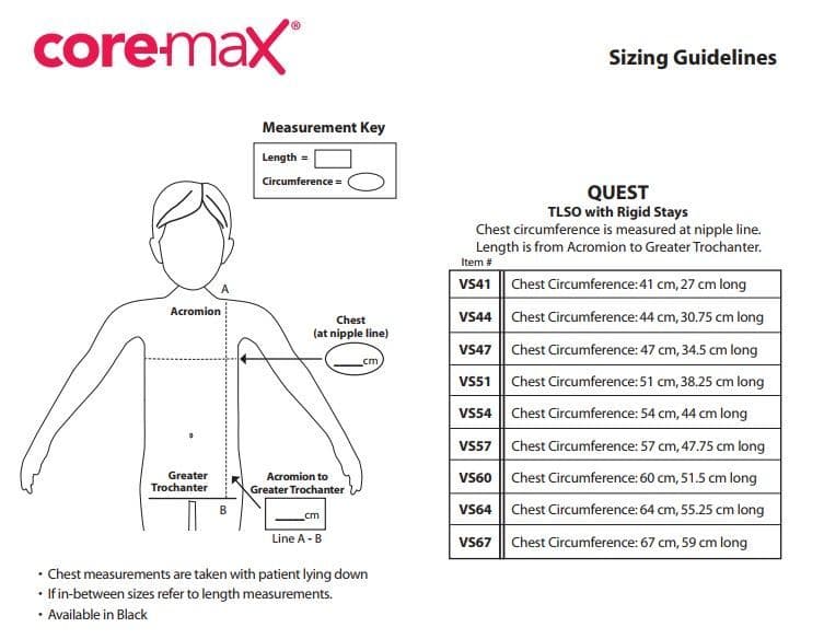 SPIO TLSO Compression Vest with Rigid Stays CoreMax Quest Deep