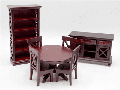 7 piece mahogany dolls house dining room set.