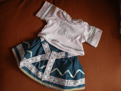 Butterfly Top and Denim Skirt Set for 15