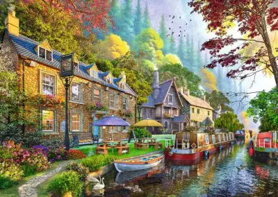 Canal Side Lane, 1,000 piece Ravensburger jigsaw.