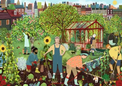 Community Allotment, 1,000 piece Ravensburger jigsaw puzzle.