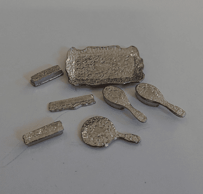 Dolls House Pewter Dressing Table Set, Warwick miniatures BD01
