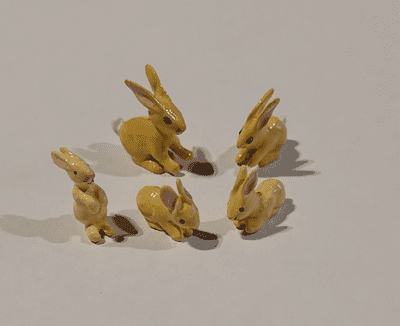 Minnie Maria  Family of rabbits. Handmade Pewter Miniatures