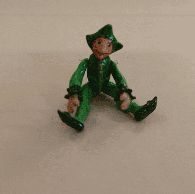 Minnie Maria,  Leprechaun. Jointed Pewter Miniature. 4 cm handmade in England.