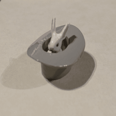 Minnie Maria  Magician's hat with rabbit. Handmade Pewter Miniature.