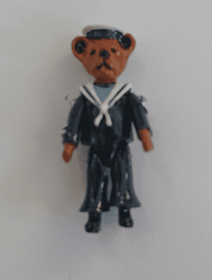 Minnie Maria Sailor Bear in Blue. Jointed Pewter Miniature.