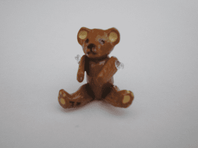 Minnie Maria Teddy Bear. Jointed Pewter Miniature, 2cm.